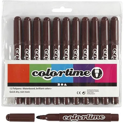 Creativ Company Mörkbruna Jumbo-markers 12 st.